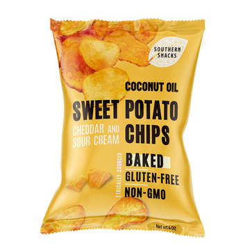 Southern Snacks Sweet Potato BAKED Chips Cheddar 4 oz x 4 pack